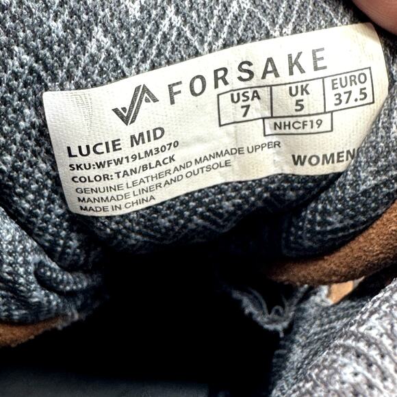 Forsake Lucie Mid Outdoor Sneakers Lace Up Waterproof Suede Black Brown 7 - Picture 7 of 8